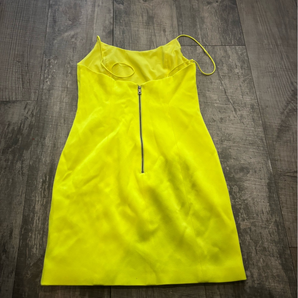 Alice + Olivia Yellow One Shoulder Sheath Mini Dress